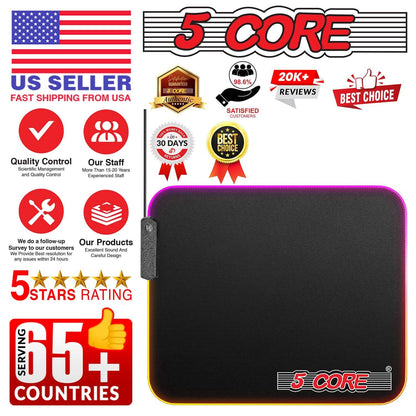 5Core Gaming Mouse Pad RGB 12 Light Modes 2 Zone Desk Mouse Mat W Rubber Base